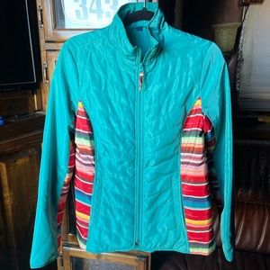 STS Ranchwear Beautiful turquoise and serape puffer jacket size Small excellent